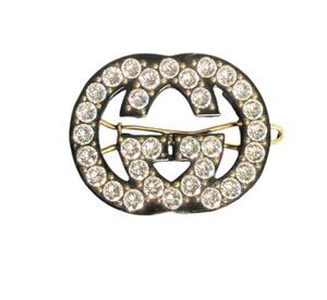 Gucci Crystal Embellished GG Hair Clip w/Pouch and Gift Box